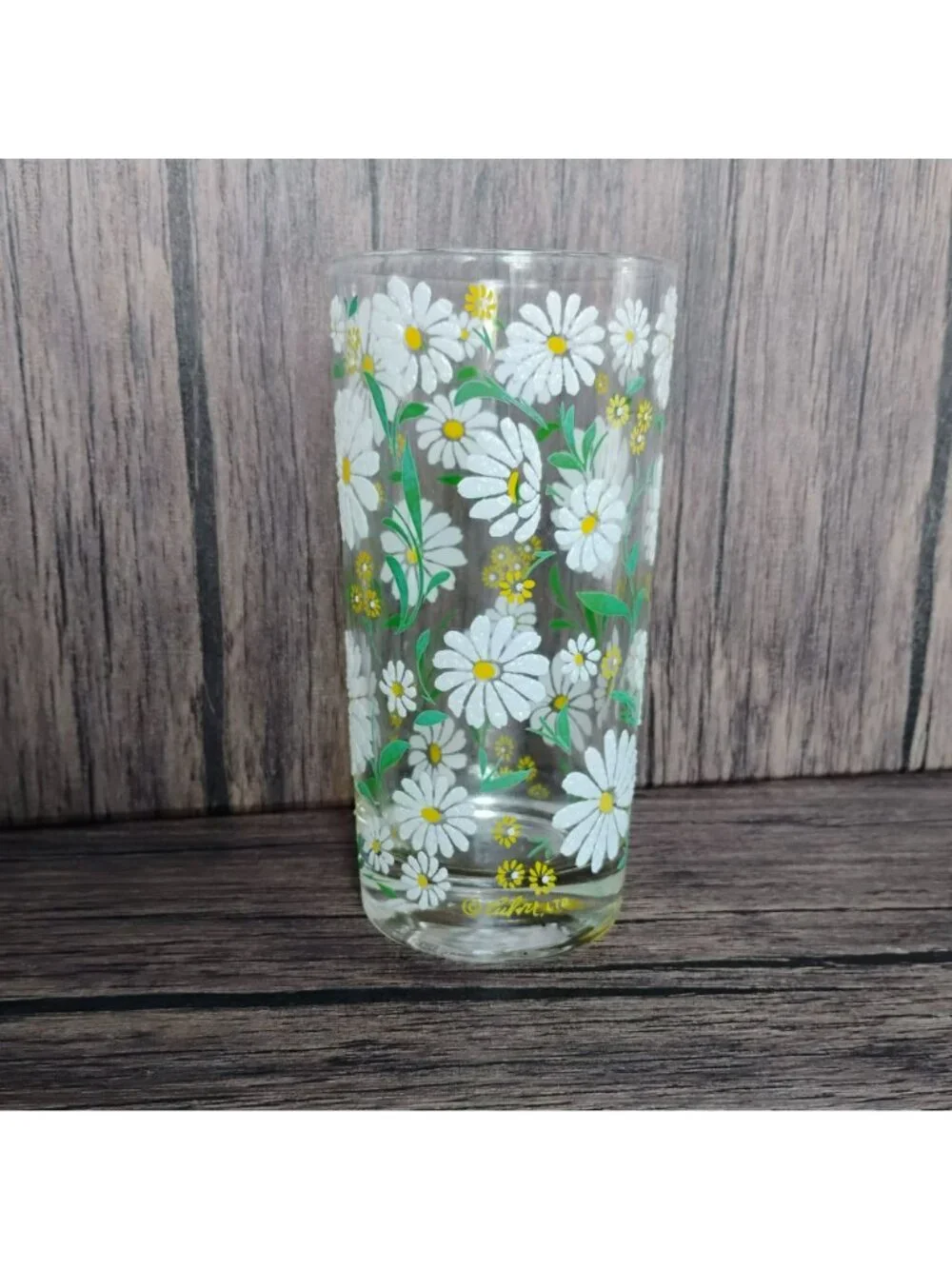 Vintage Culver Daisy Glass Tumblers Set of 4, Mid Century Modern Flower Power